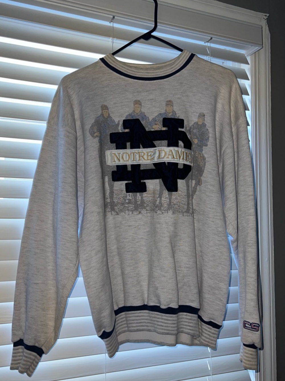 Vintage 90s Embroidered Notre Dame Crewneck